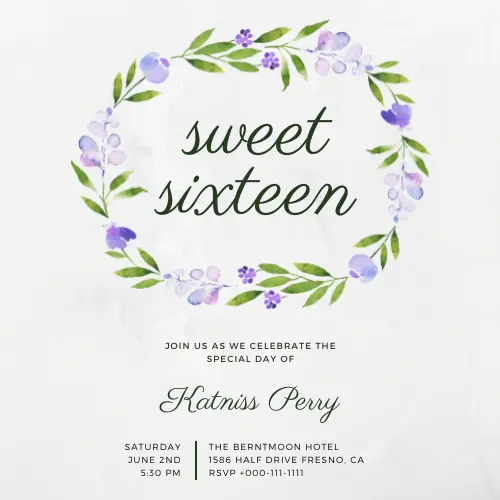 Sweet 16 birthday Invitation