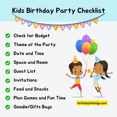 kids birthday party checklist